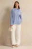 Women Blue Lace Patch Striped Shirt sold by Redtag