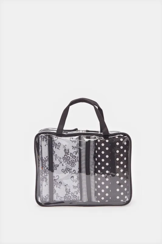 Women Black Printed Cosmetic Pouch Set (4 Piece) sold by Redtag