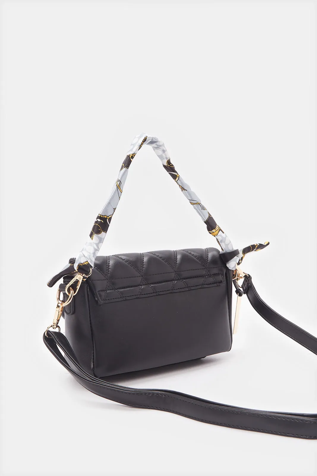 Women Black Textured Flap Messenger Bag sold by Redtag product image thumbnail 2