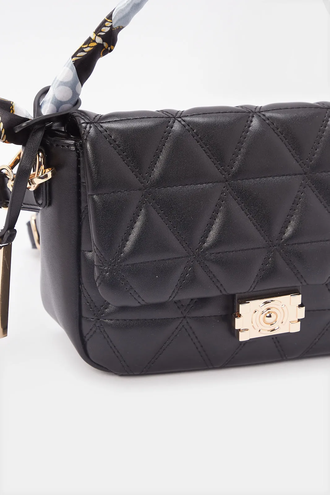 Women Black Textured Flap Messenger Bag sold by Redtag product image thumbnail 3