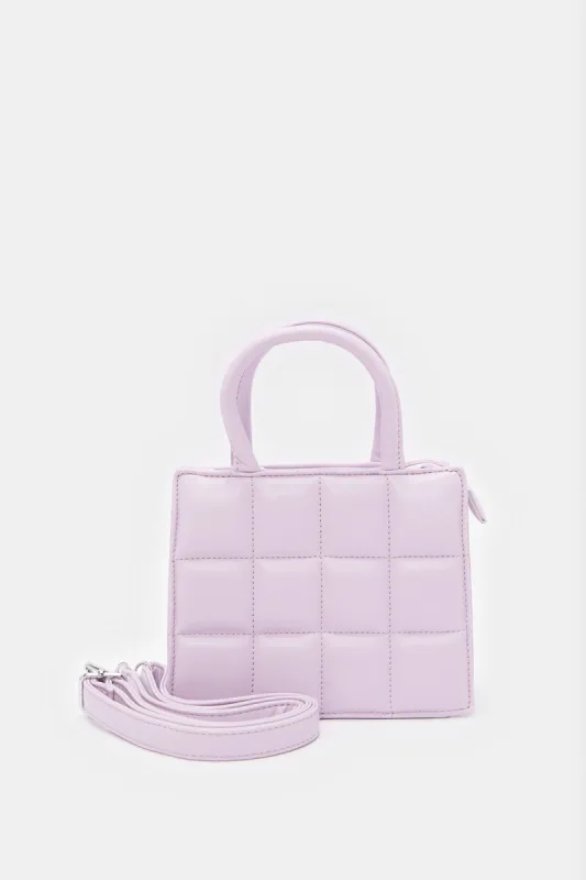 Women Lilac Textured Messenger Bag sold by Redtag