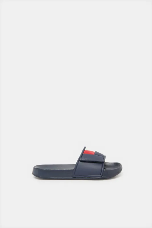 Senior Boys Navy Padded Slide sold by Redtag