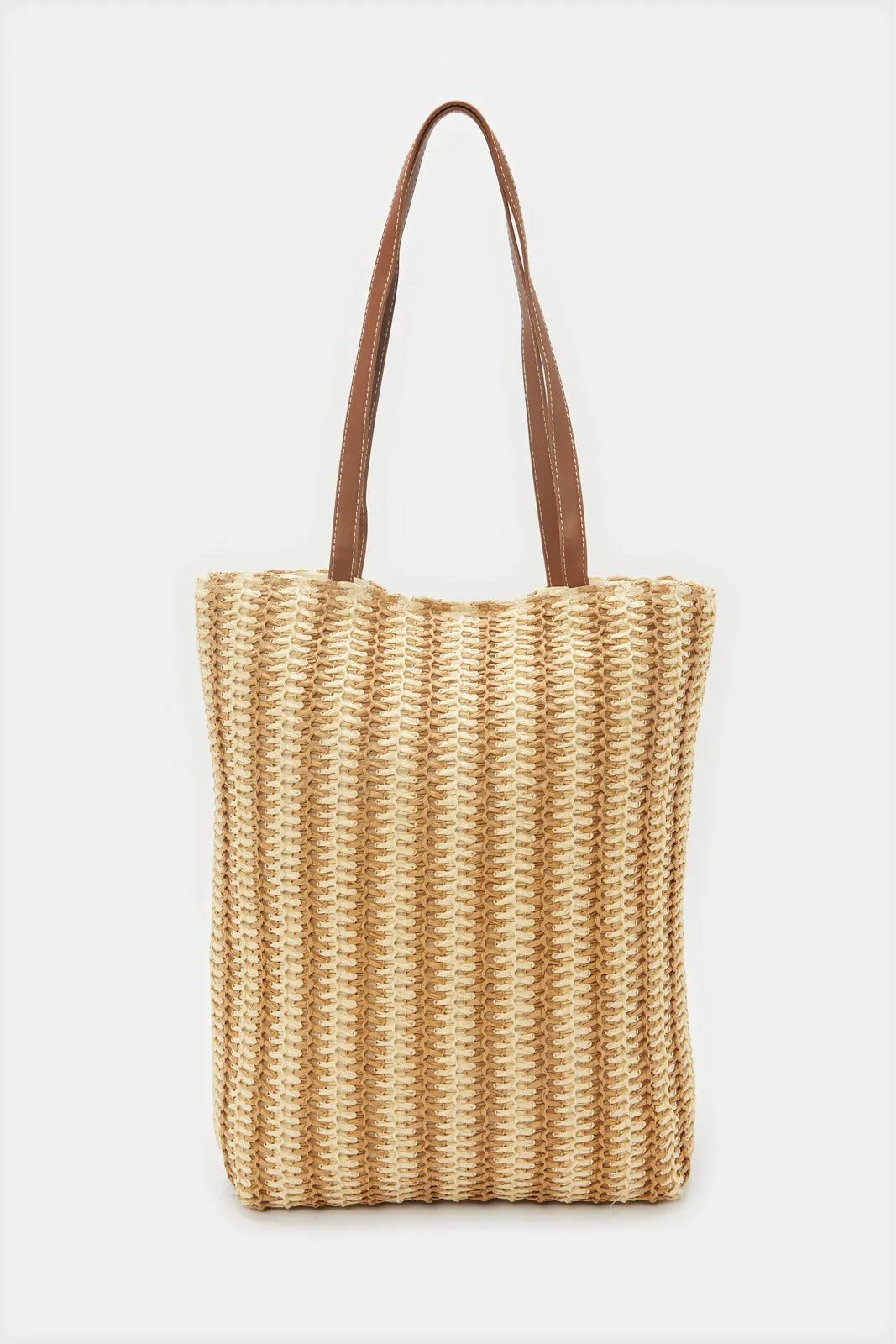 Women Brown Striped Beach Bag sold by Redtag