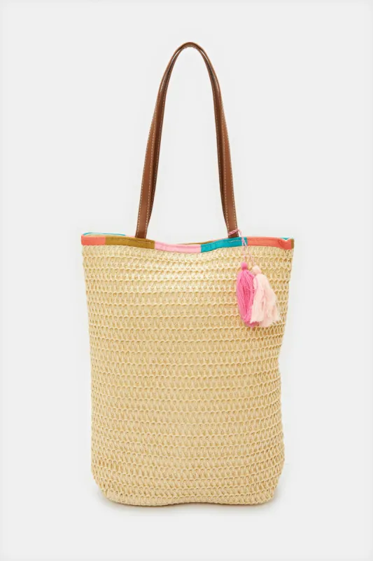 Women Beige Embellished Beach Bag sold by Redtag