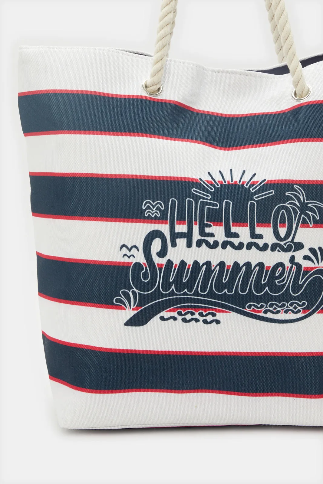 Women Navy And White Striped Beach Bag sold by Redtag product image thumbnail 3