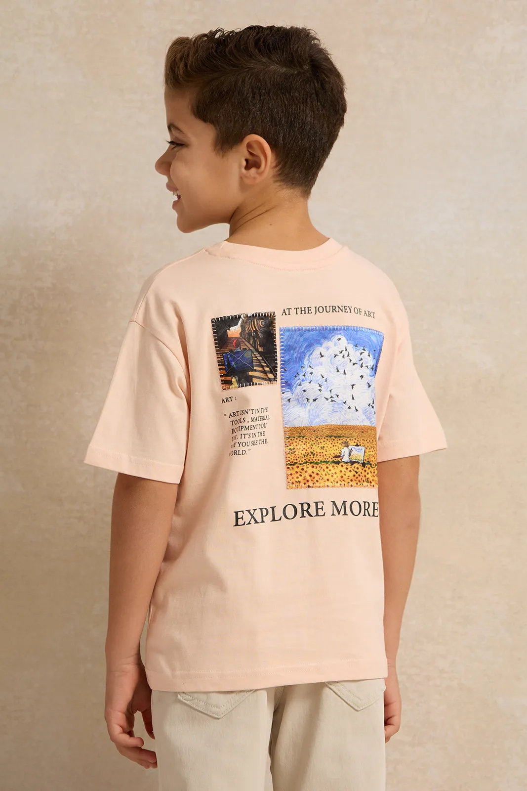 Boys Pink Printed T-shirt sold by Redtag product image thumbnail 3
