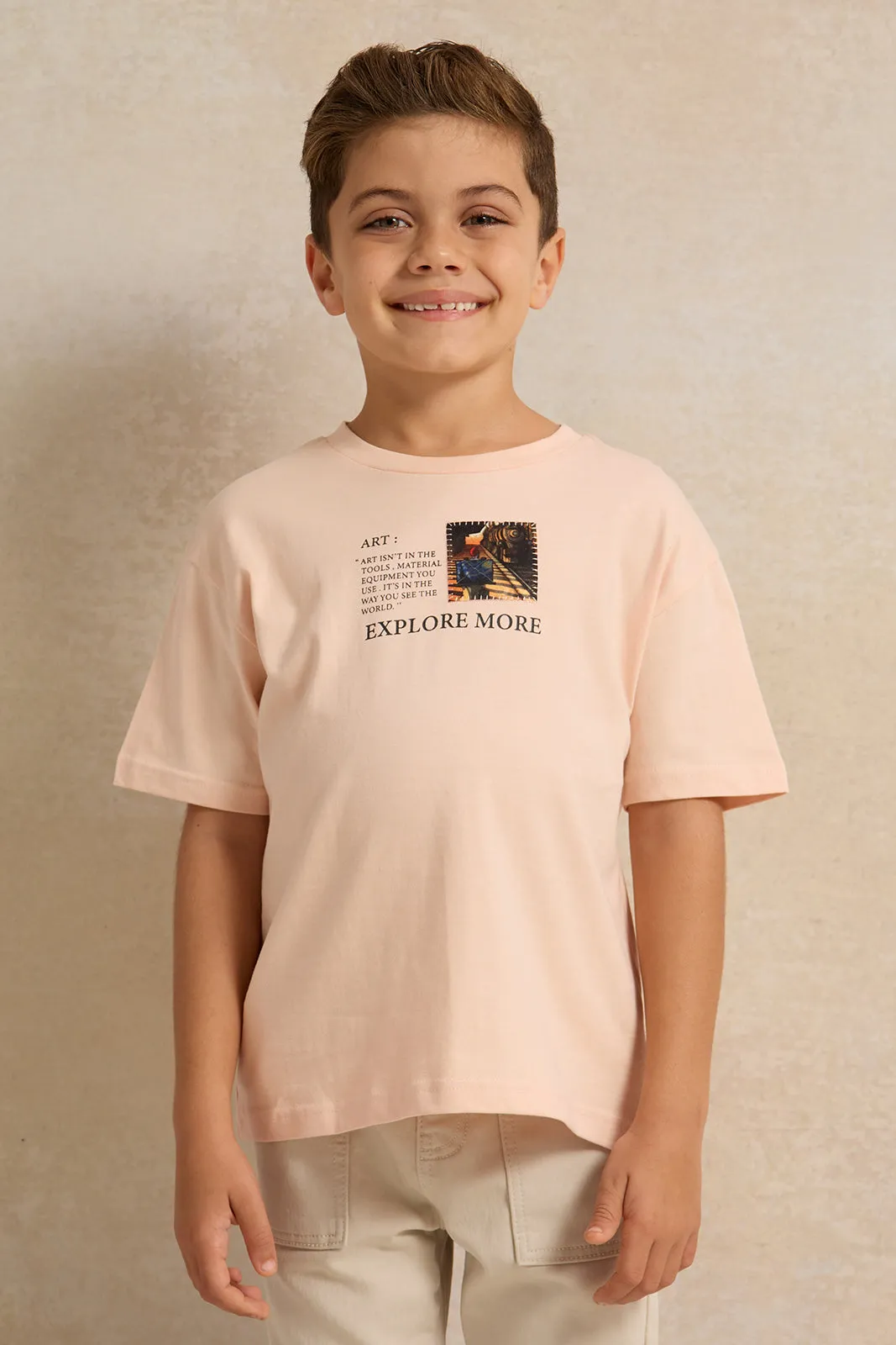 Boys Pink Printed T-shirt sold by Redtag