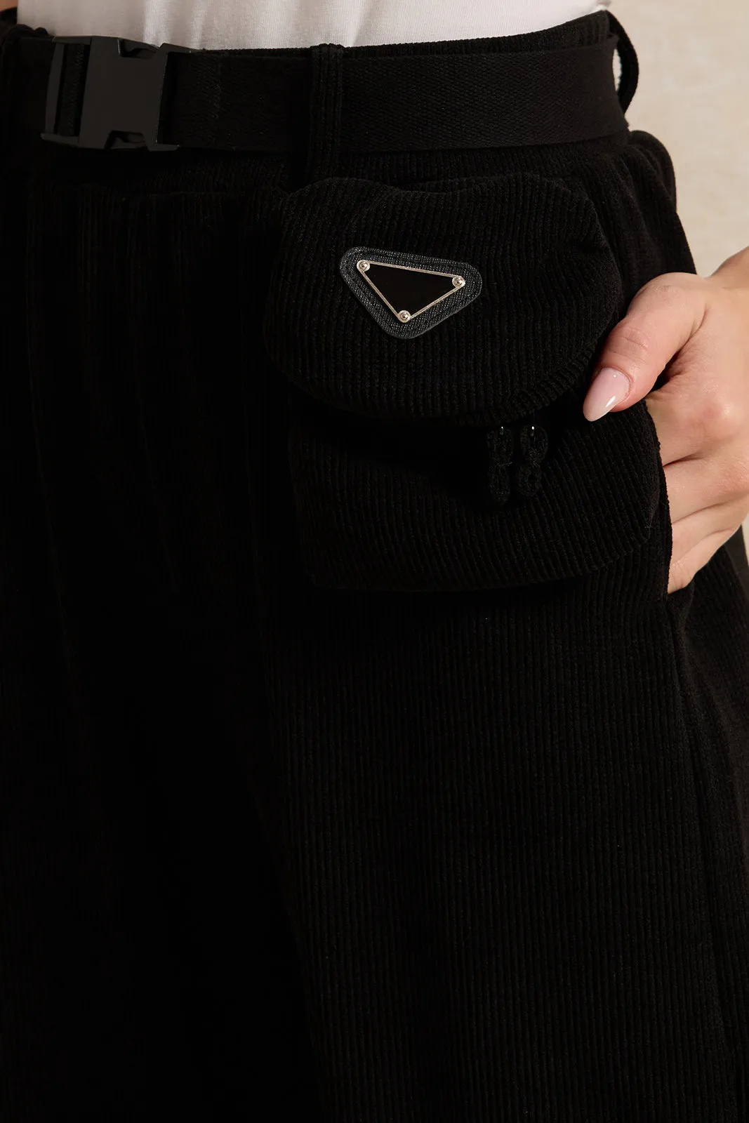 Women Black Jogger Trousers With Waist Bag sold by Redtag product image thumbnail 4