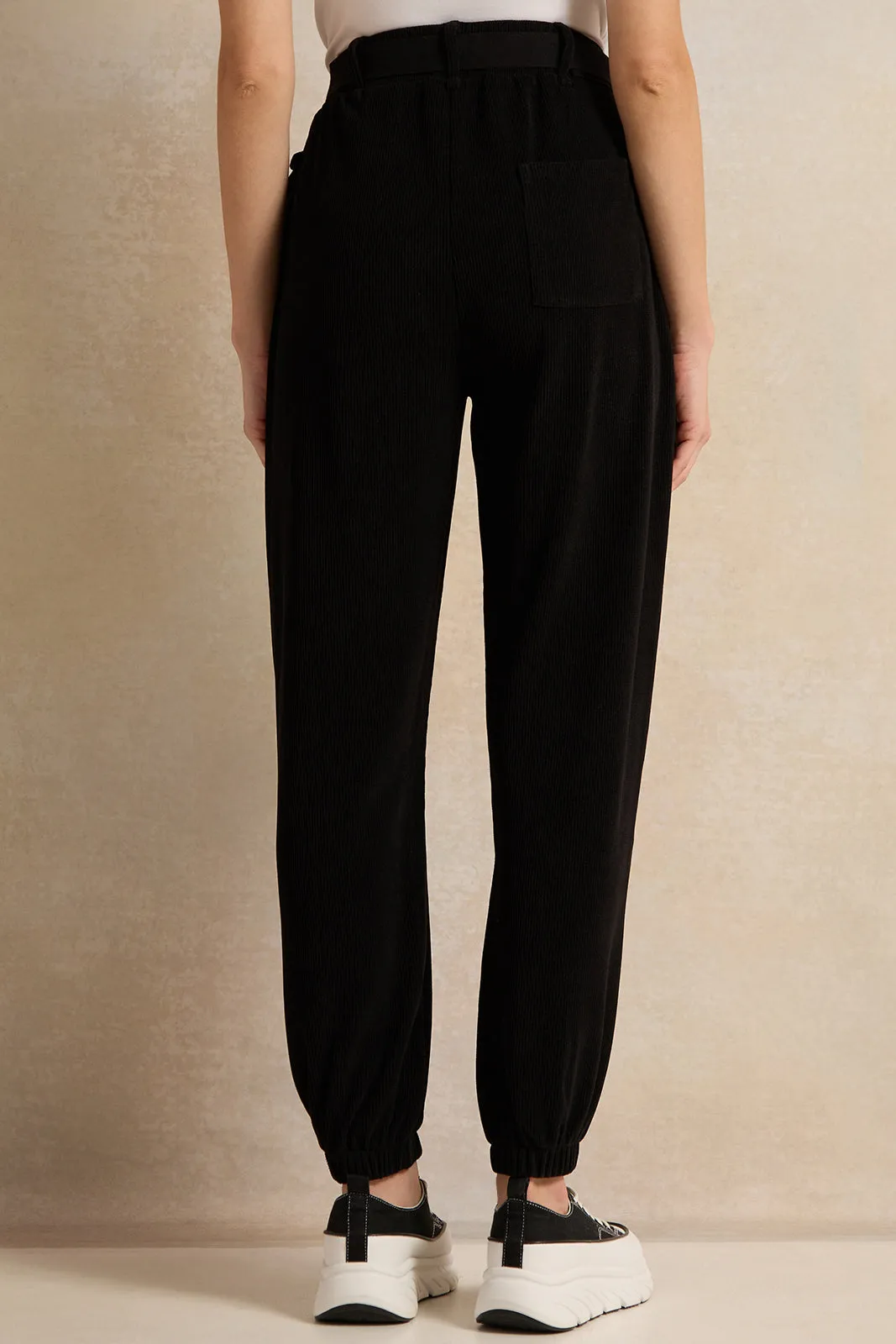 Women Black Jogger Trousers With Waist Bag sold by Redtag product image thumbnail 3