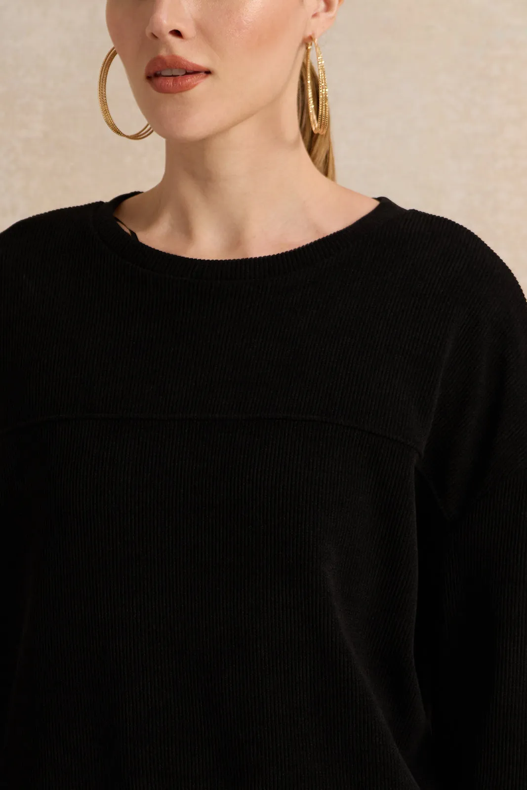 Women Black Ribbed Sweatshirt sold by Redtag product image thumbnail 4