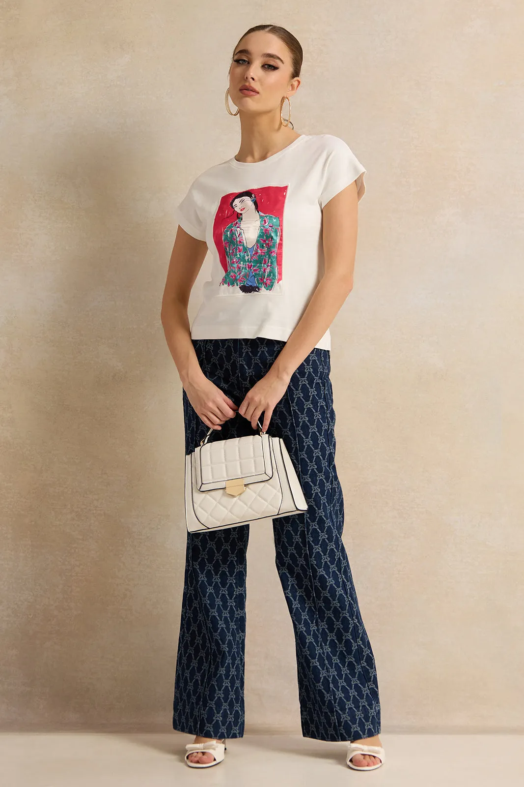 Women White Embellished T-Shirt sold by Redtag product image thumbnail 2