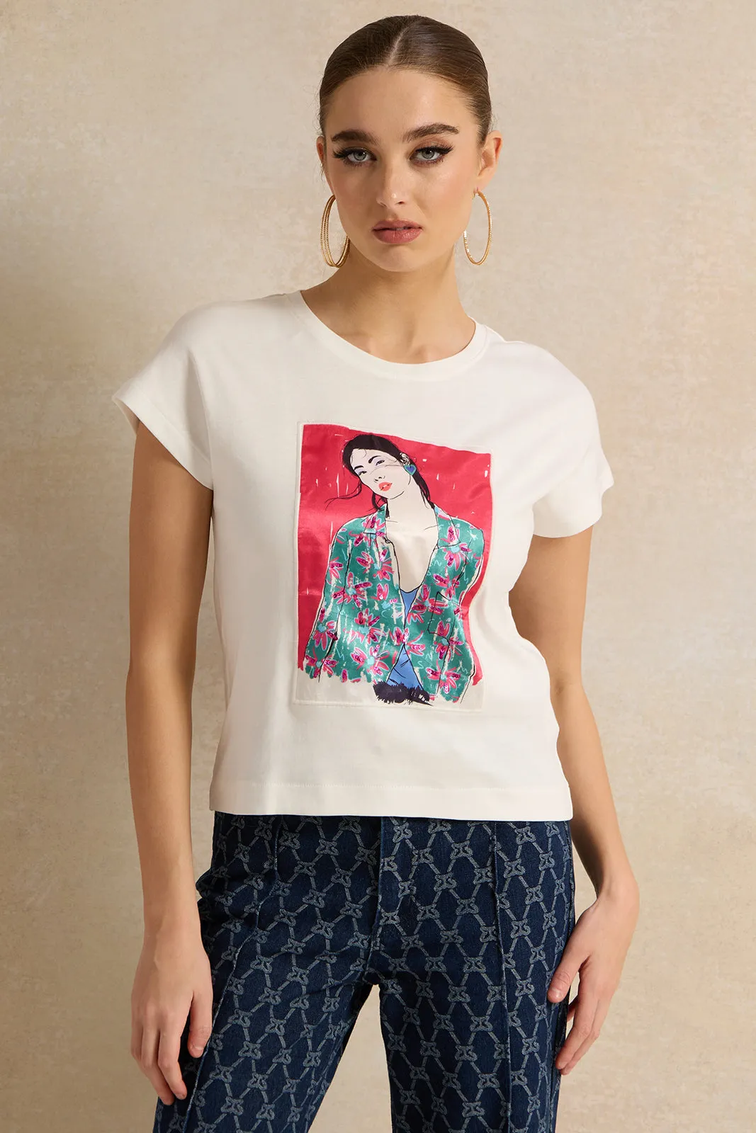 Women White Embellished T-Shirt sold by Redtag