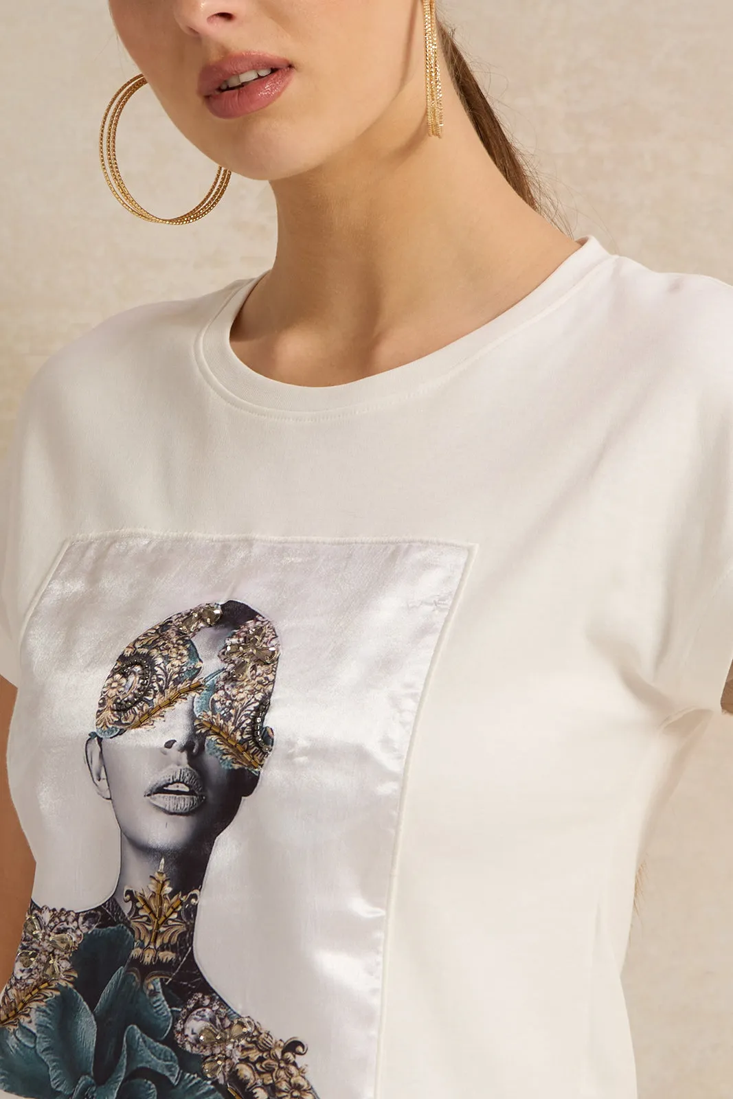 Women White Embellished t-Shirt sold by Redtag product image thumbnail 4