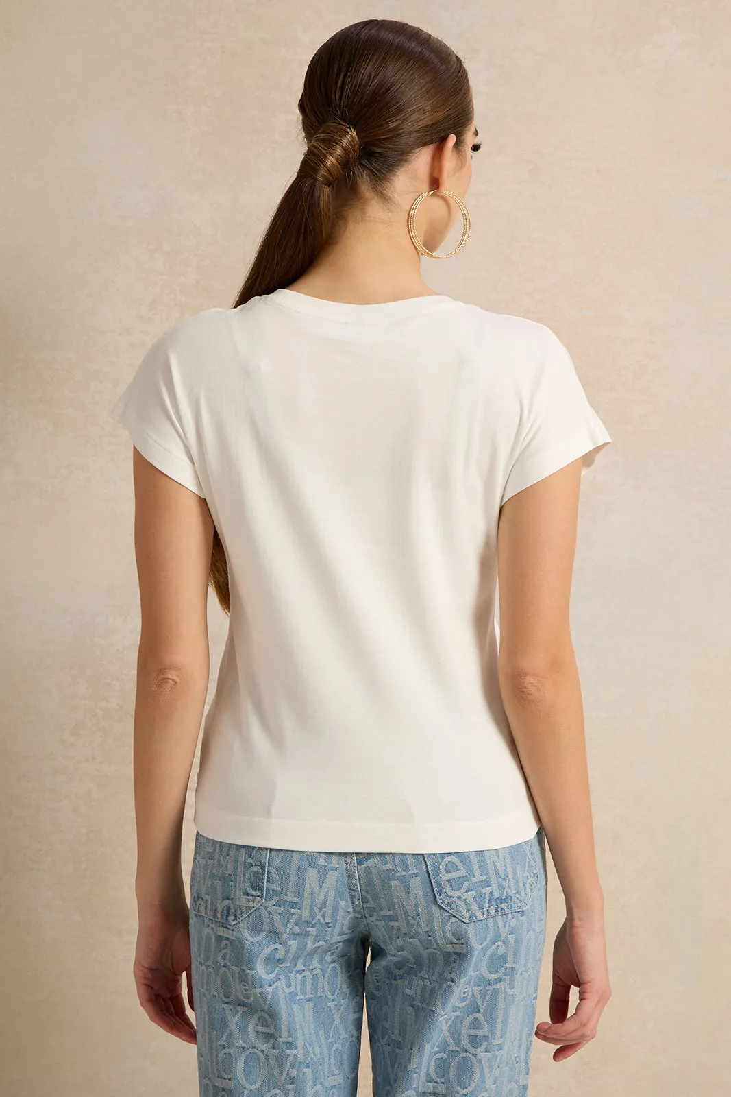 Women White Embellished t-Shirt sold by Redtag product image thumbnail 3