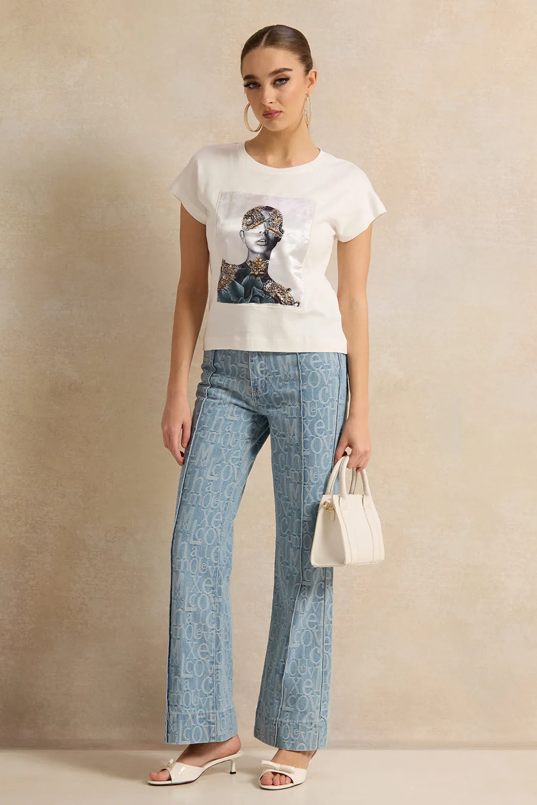 Women White Embellished t-Shirt sold by Redtag product image thumbnail 2