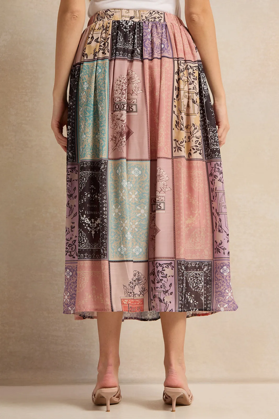 Women Purple Printed Gathered Skirt sold by Redtag product image thumbnail 3