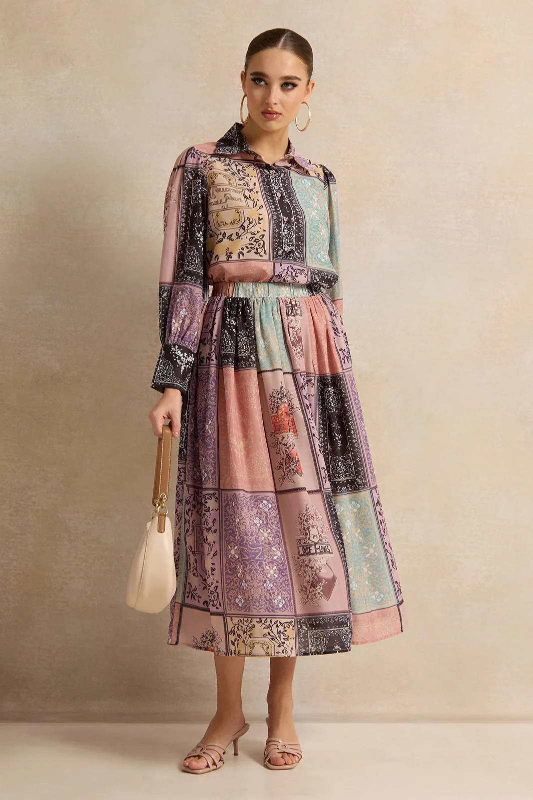 Women Purple Printed Gathered Skirt sold by Redtag product image thumbnail 2