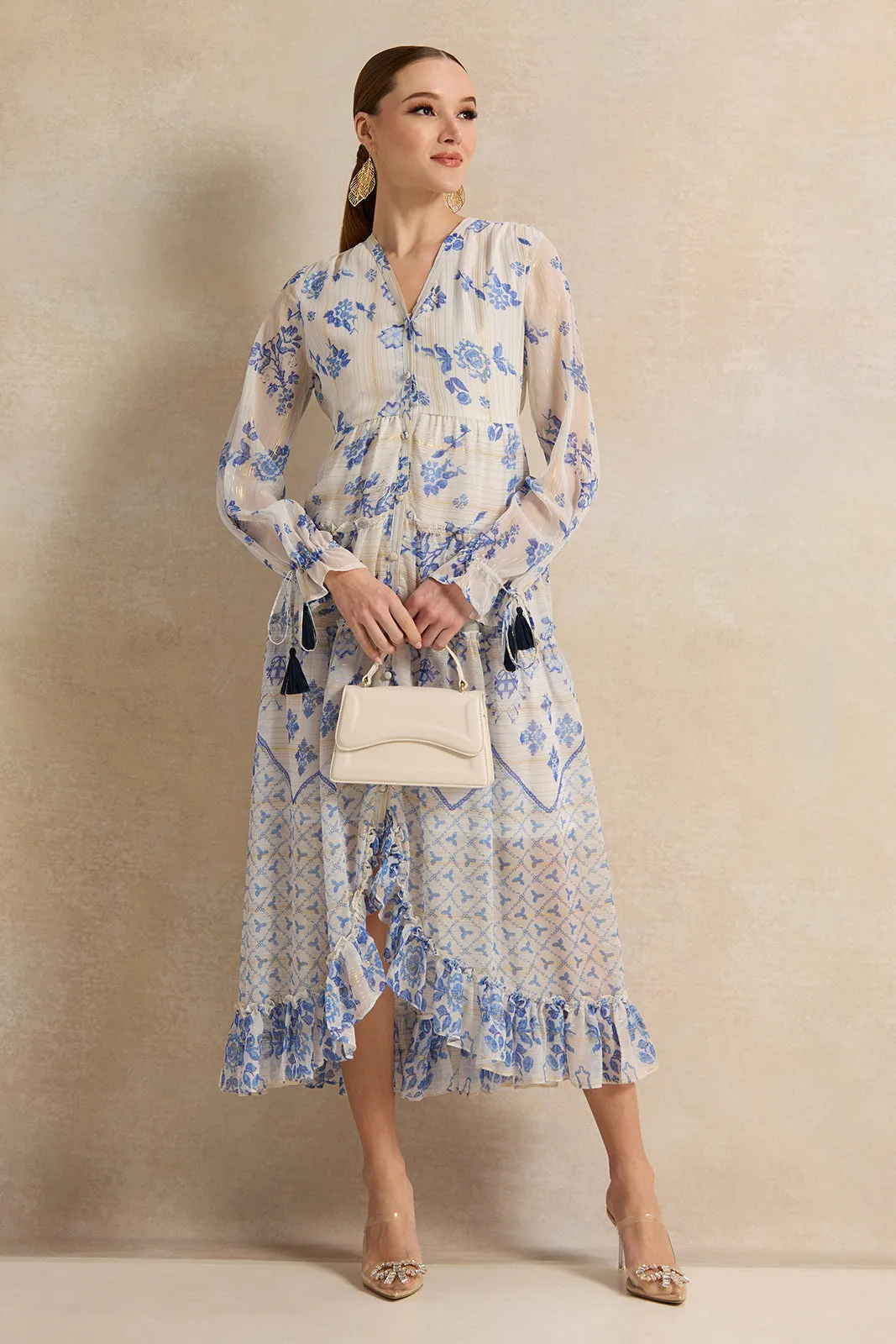 Women Blue Printed Dress sold by Redtag product image thumbnail 4