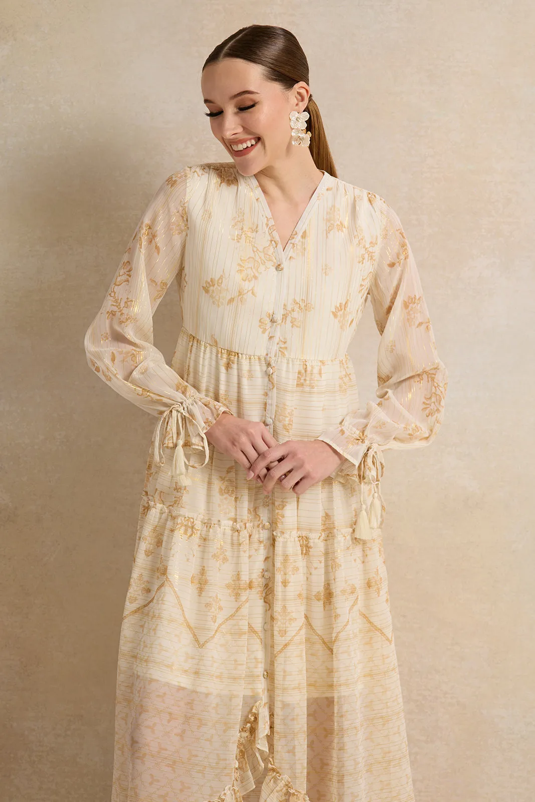 Women Beige Printed Long Dress sold by Redtag product image thumbnail 2