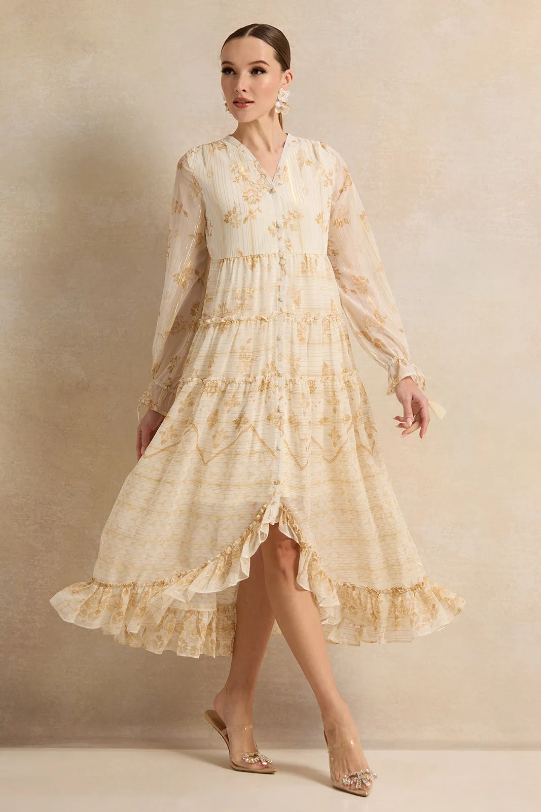 Women Beige Printed Long Dress sold by Redtag product image thumbnail 5