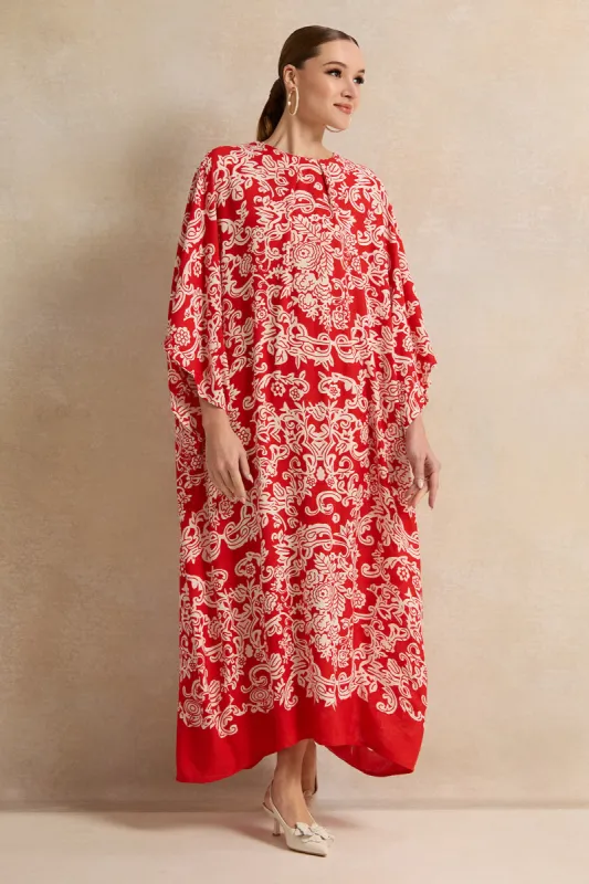 Women Red Printed Long Dress sold by Redtag