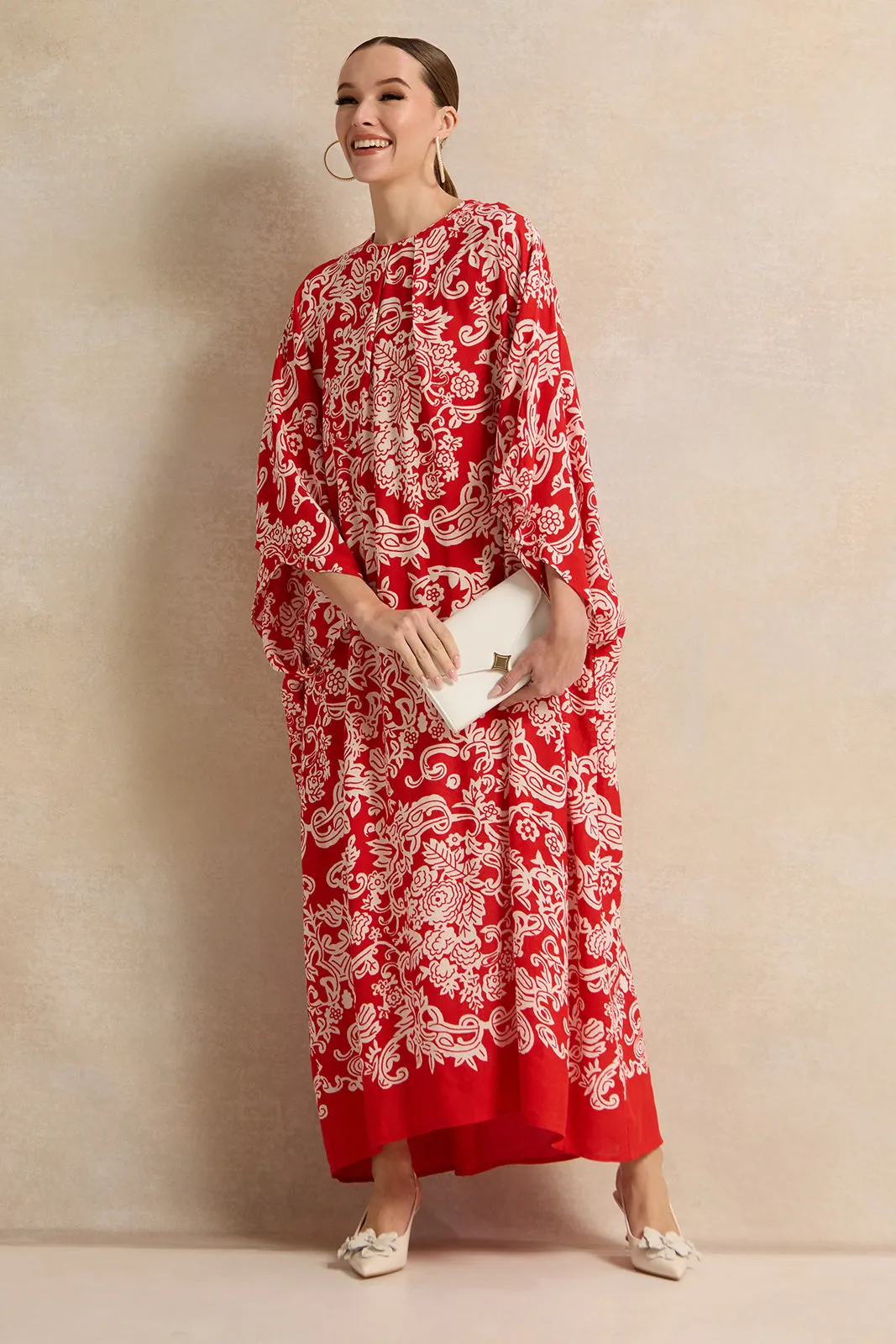 Women Red Printed Long Dress sold by Redtag product image thumbnail 4