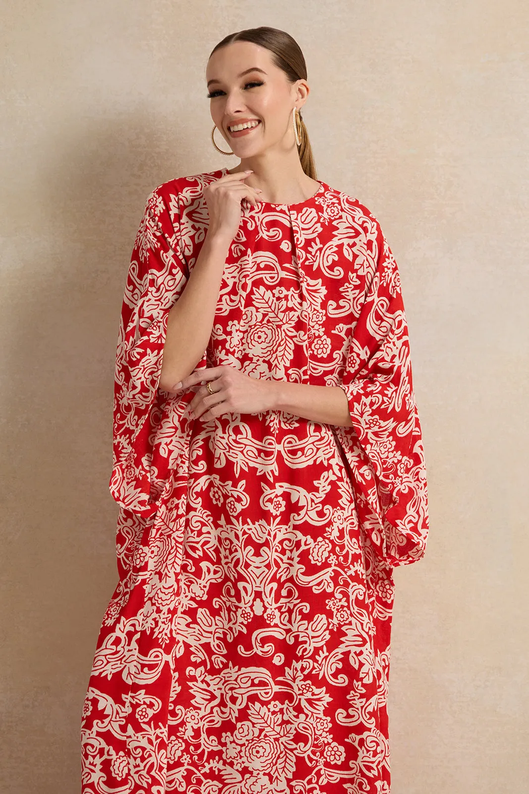 Women Red Printed Long Dress sold by Redtag product image thumbnail 2