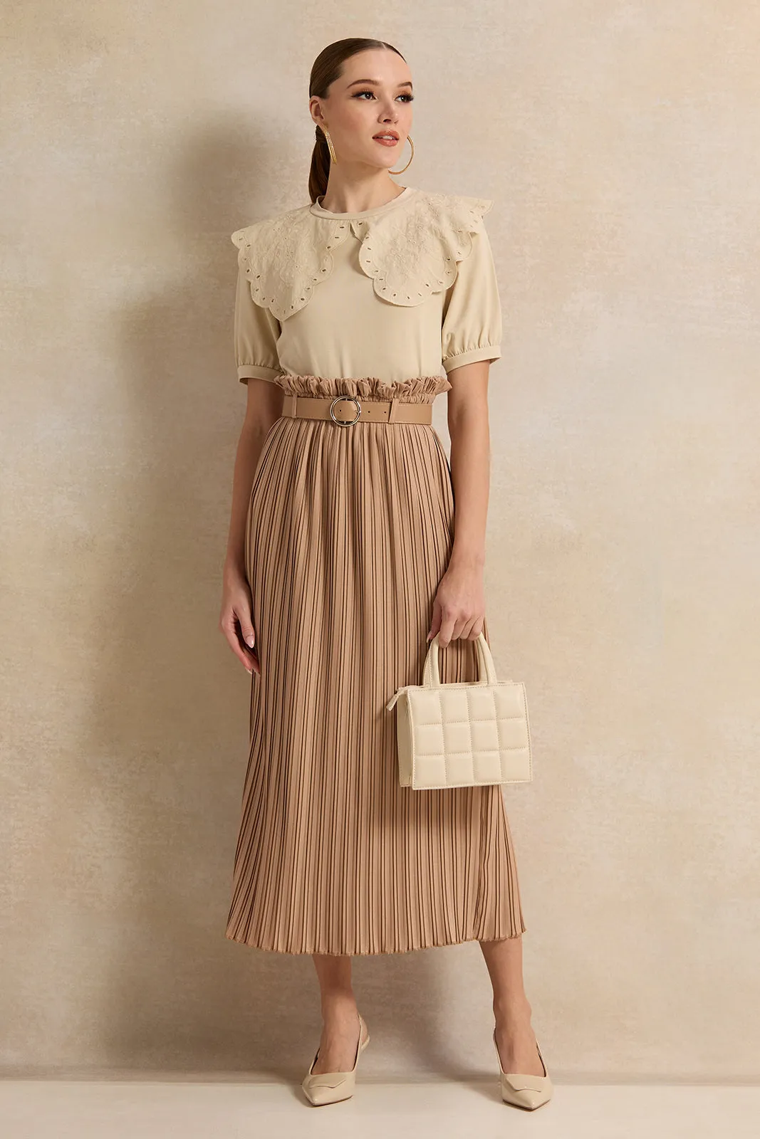 Women Beige Pleated Skirt sold by Redtag product image thumbnail 2