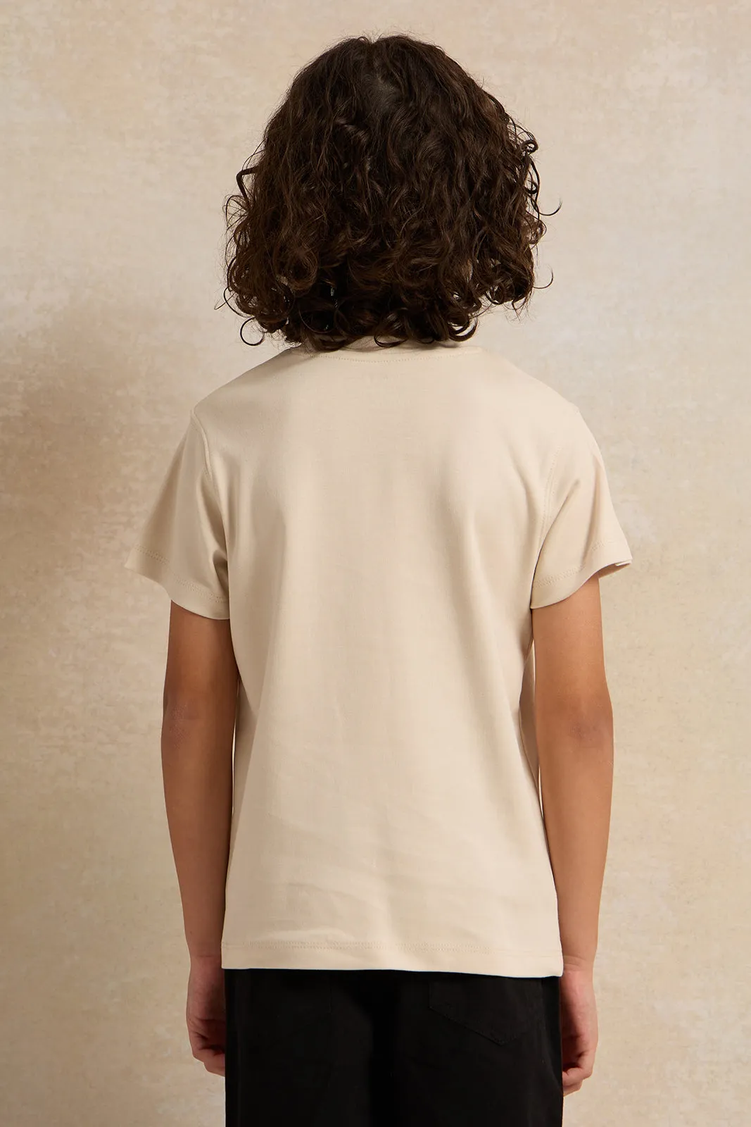 Boys Beige Printed Short sleeve T-shirt sold by Redtag product image thumbnail 3
