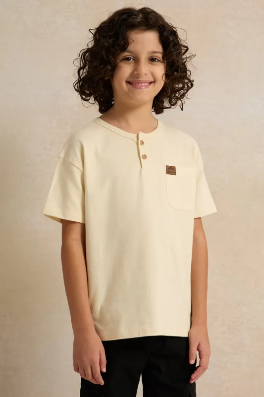Boys Yellow Printed Short sleeve T-shirt sold by Redtag