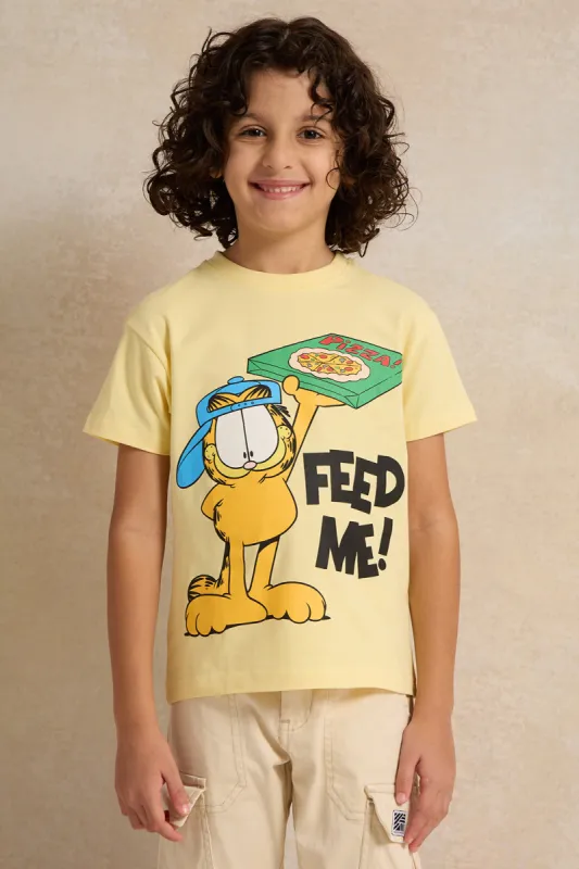 Boys Yellow Garfield Printed T-Shirt sold by Redtag
