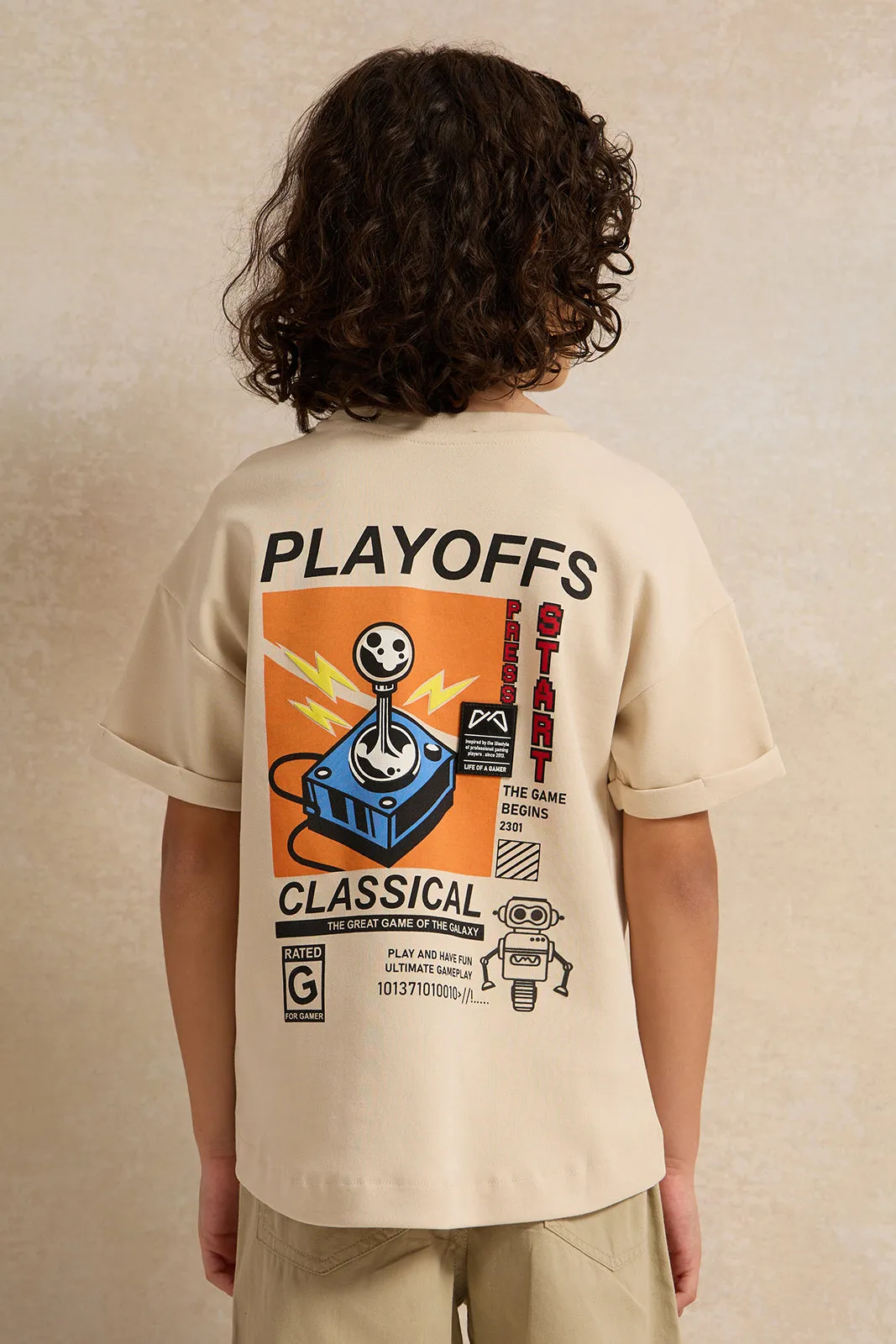 Boys Beige Printed T-Shirt sold by Redtag product image thumbnail 3