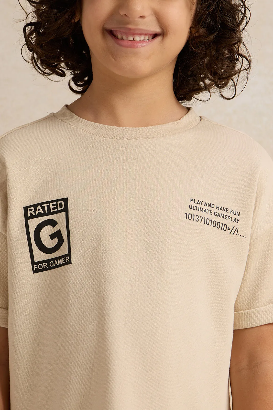 Boys Beige Printed T-Shirt sold by Redtag product image thumbnail 4