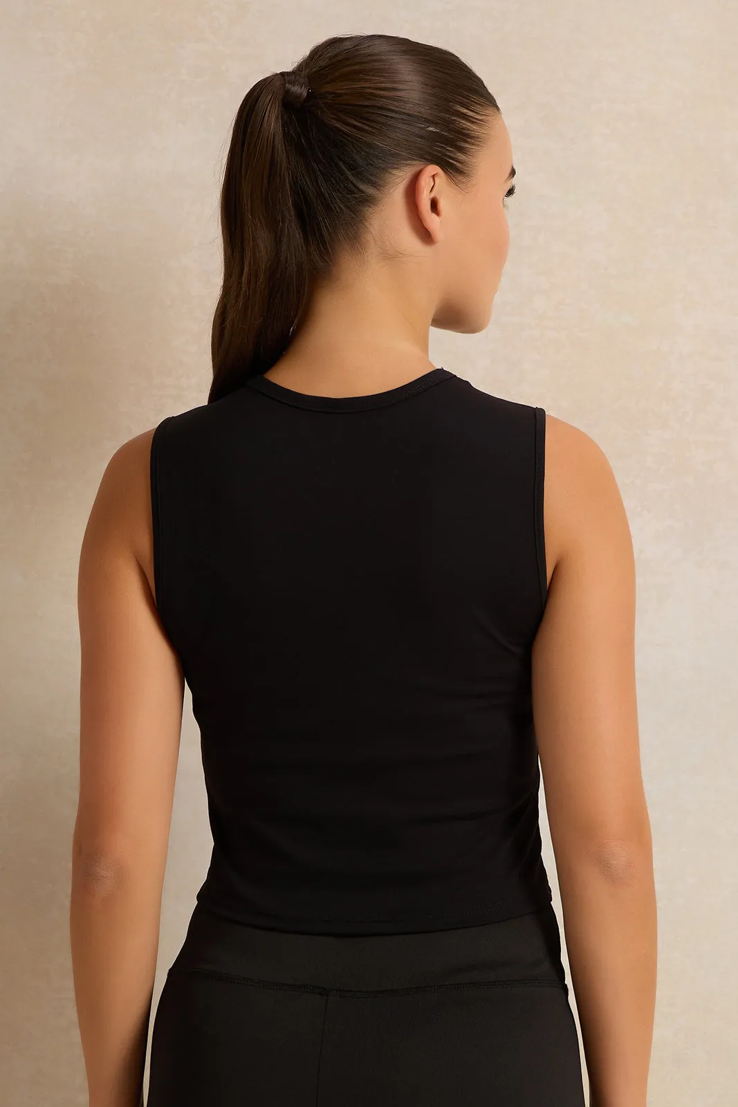 Women Black Sleeveless Active T-Shirt sold by Redtag product image thumbnail 3