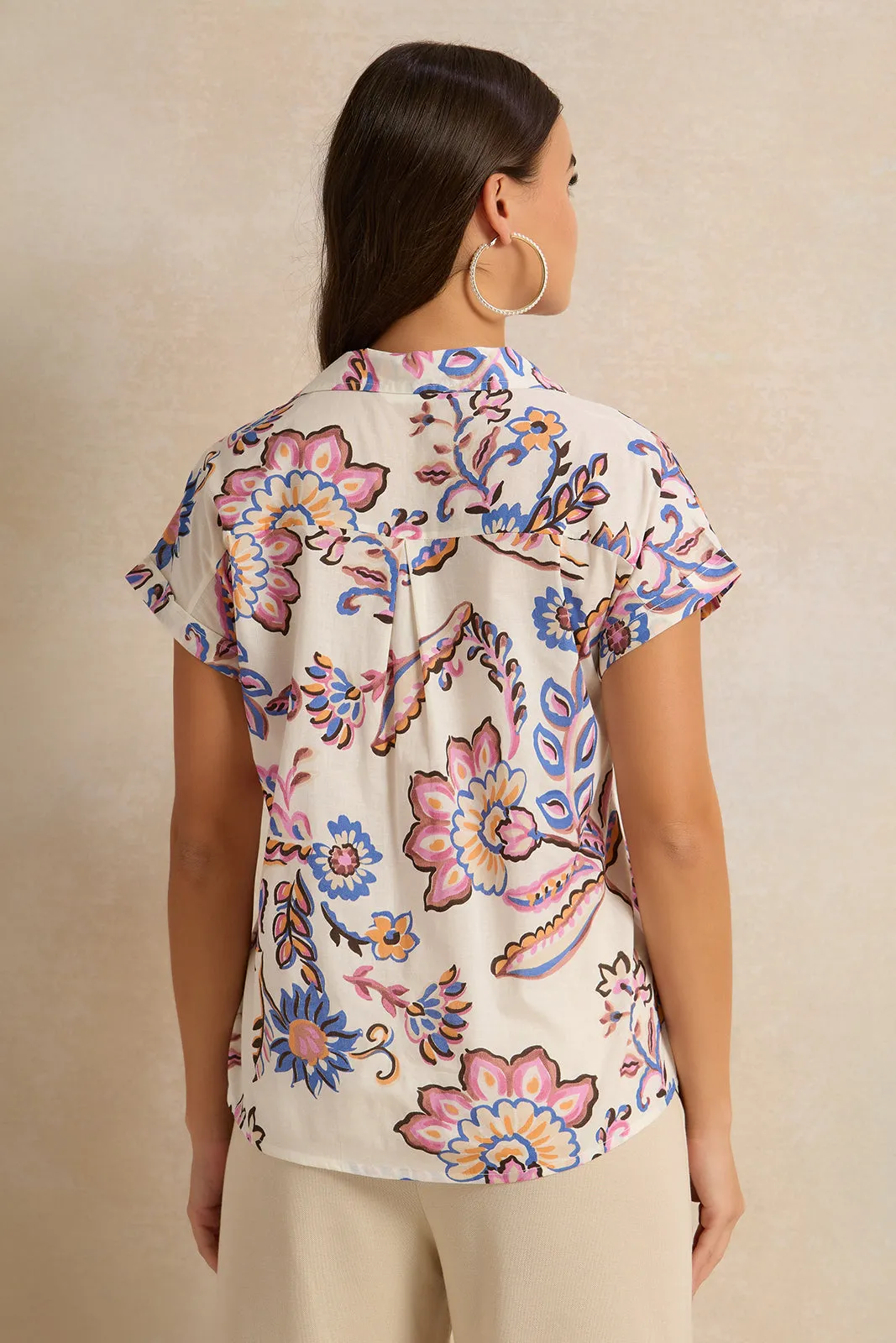 Women Ivory Printed Button Down Shirt sold by Redtag product image thumbnail 3