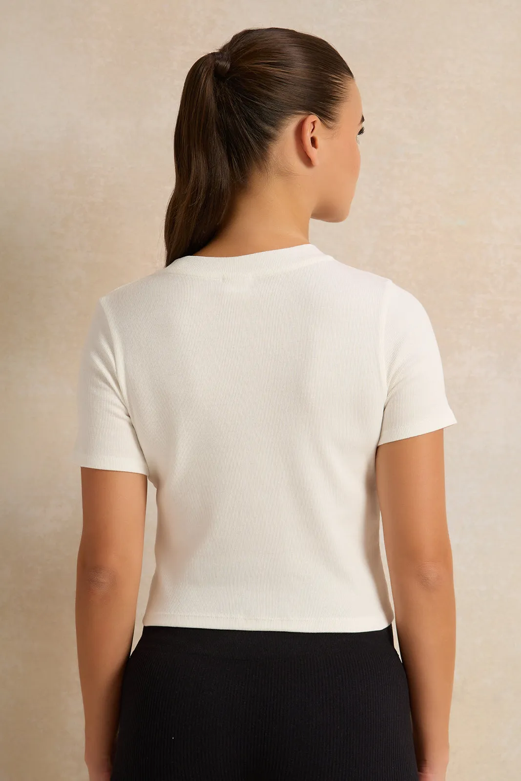 Women Ivory Basic Active T-Shirt sold by Redtag product image thumbnail 3