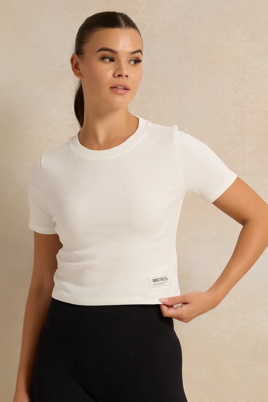 Women Ivory Basic Active T-Shirt sold by Redtag