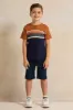 Boys Navy And Beige Striped T-Shirt sold by Redtag