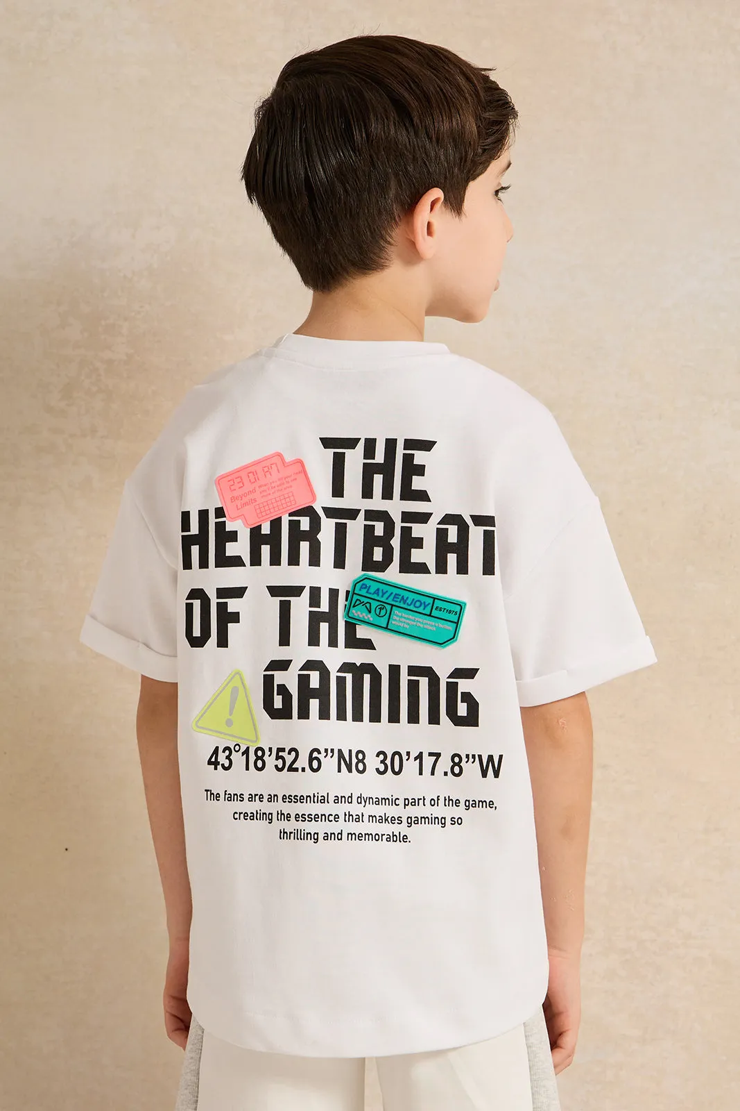 Boys White Printed T-Shirt sold by Redtag product image thumbnail 3