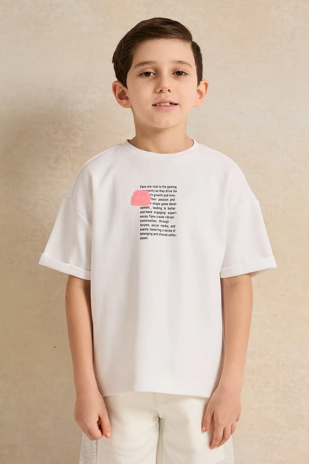 Boys White Printed T-Shirt sold by Redtag