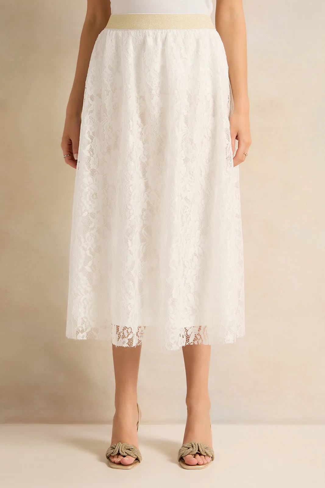 Women White Embellished Skirt sold by Redtag