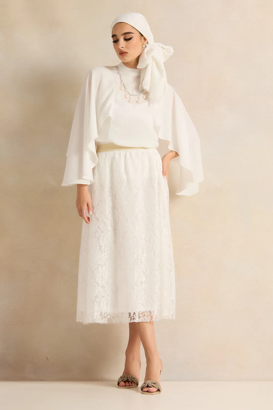 Women White Embellished Skirt sold by Redtag product image thumbnail 2