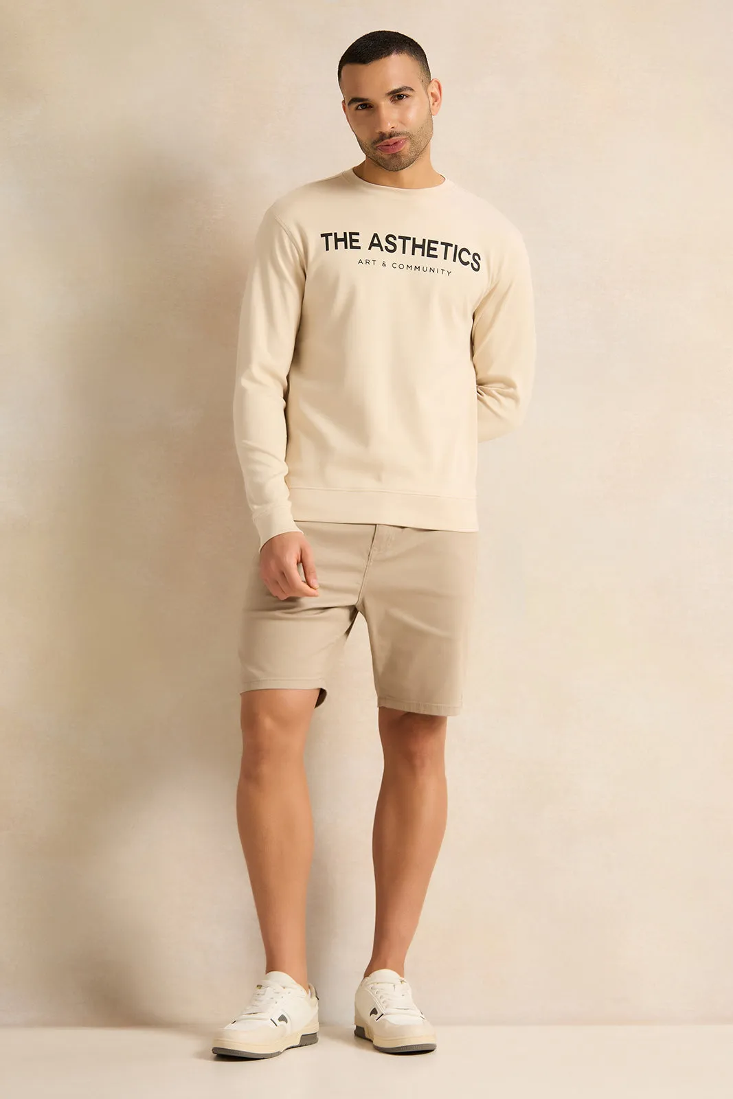 Men Beige Lounge Sweatshirt sold by Redtag product image thumbnail 2