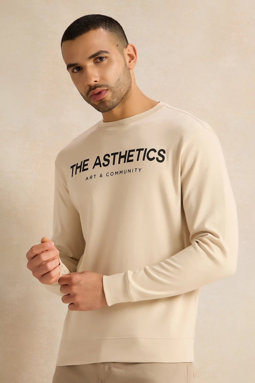 Men Beige Lounge Sweatshirt sold by Redtag