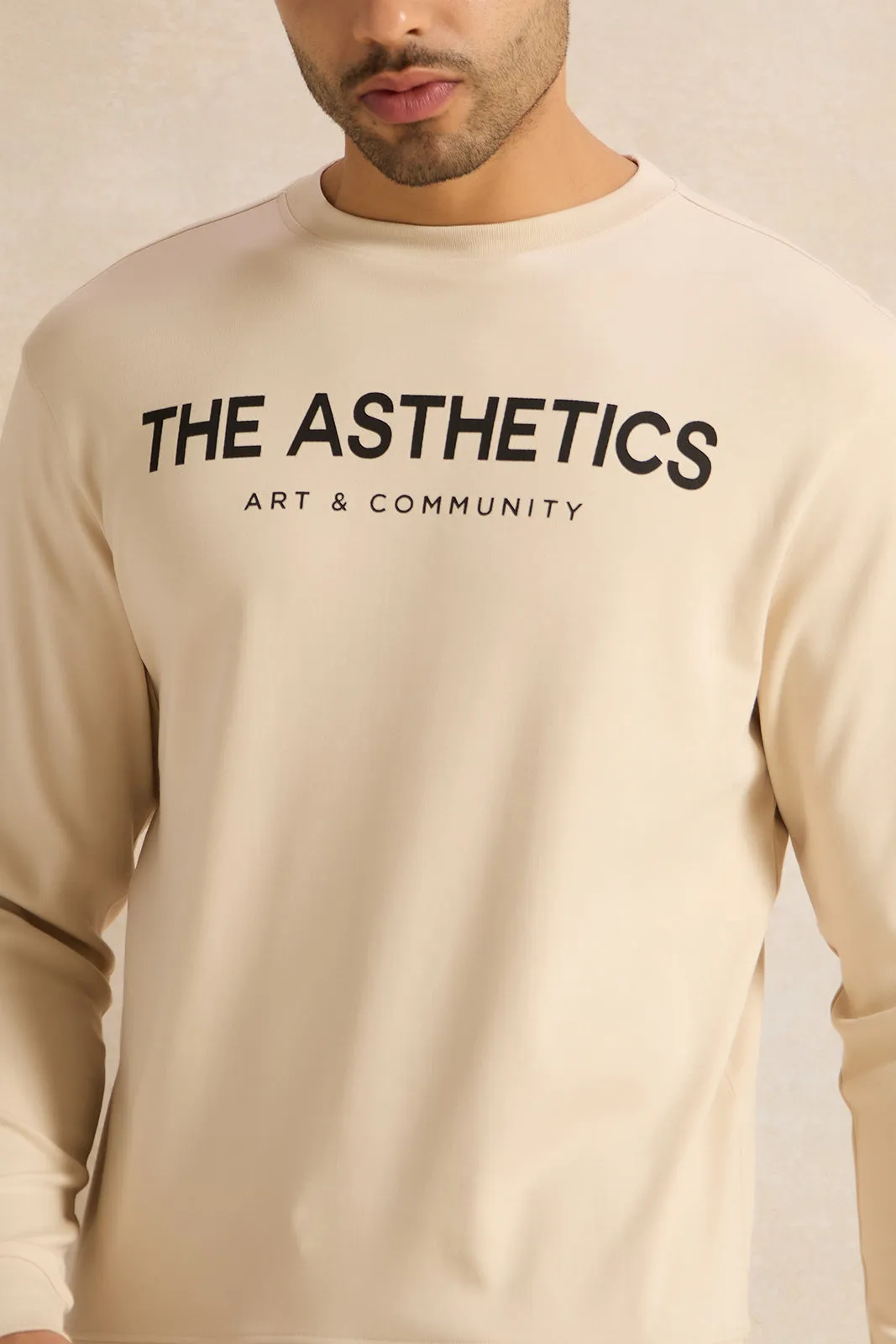 Men Beige Lounge Sweatshirt sold by Redtag product image thumbnail 4