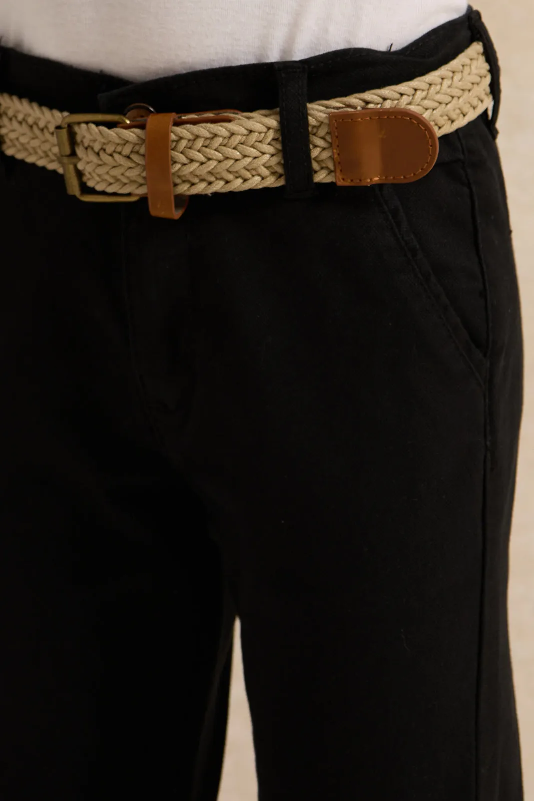 Boys Black Dobby Belted Trouser sold by Redtag product image thumbnail 4