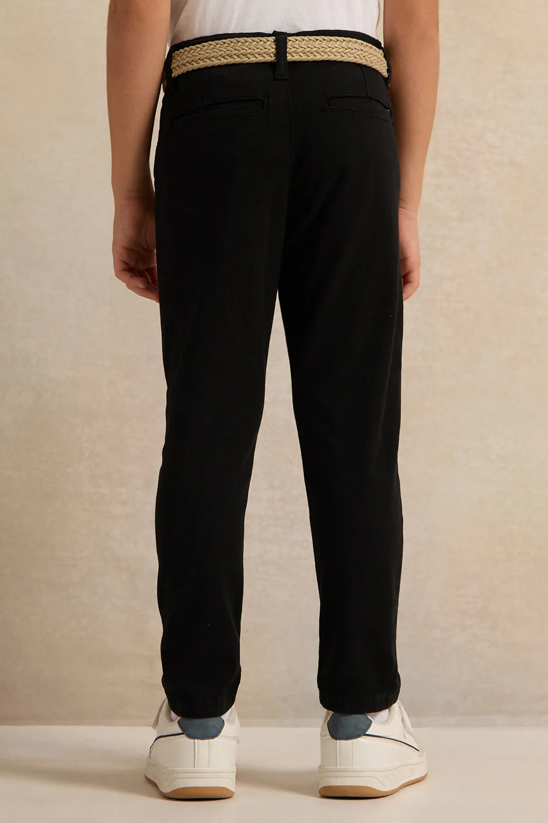 Boys Black Dobby Belted Trouser sold by Redtag product image thumbnail 3