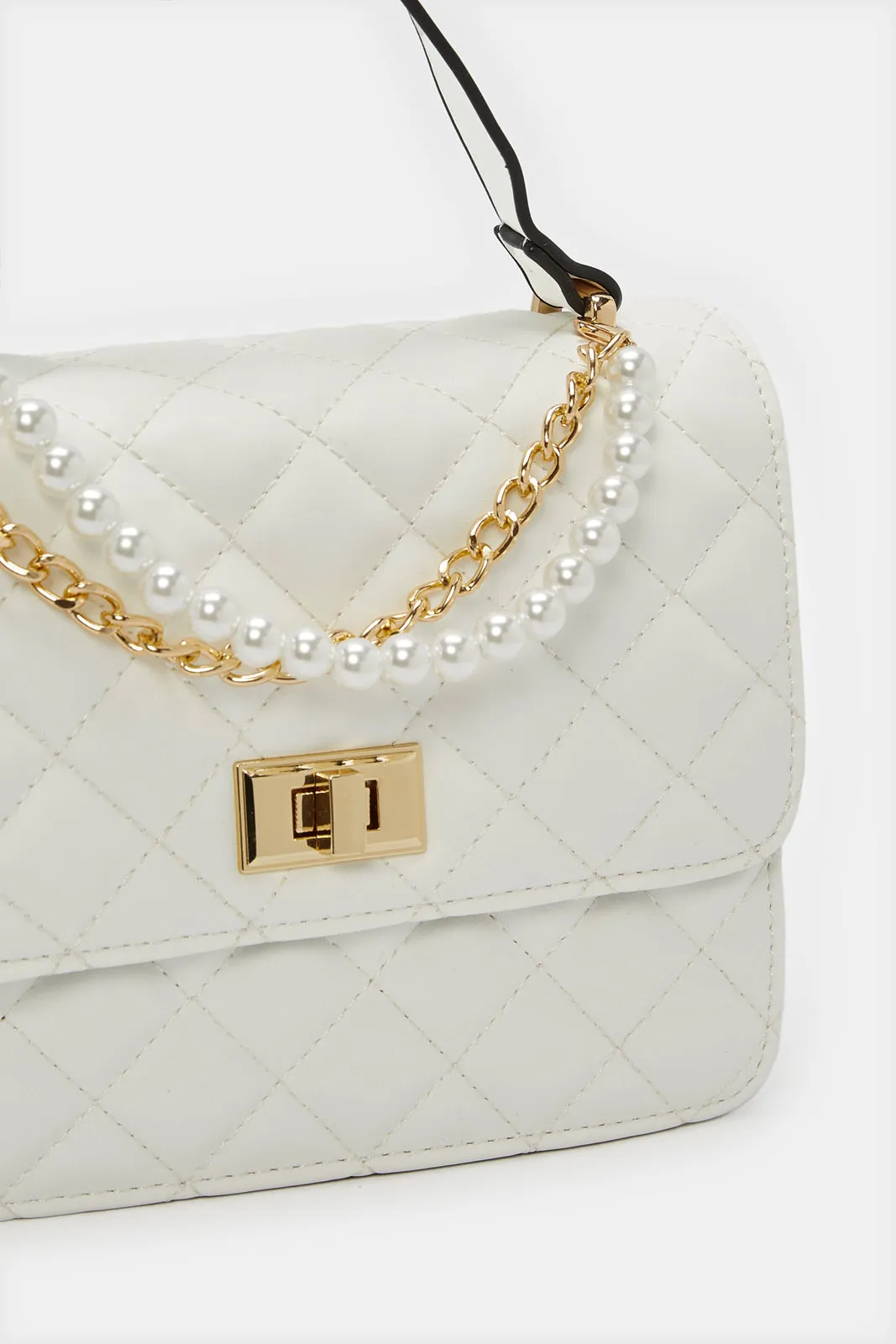 Women White Pearl Chain Day Bag sold by Redtag product image thumbnail 3