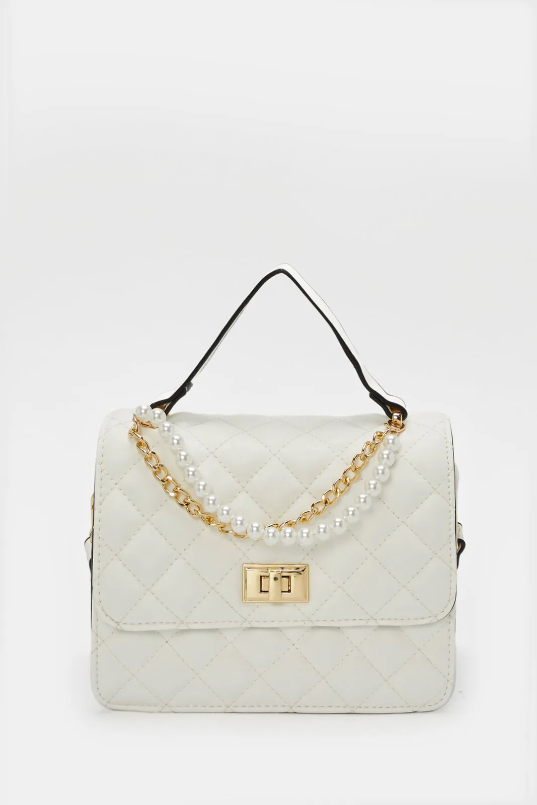Women White Pearl Chain Day Bag sold by Redtag