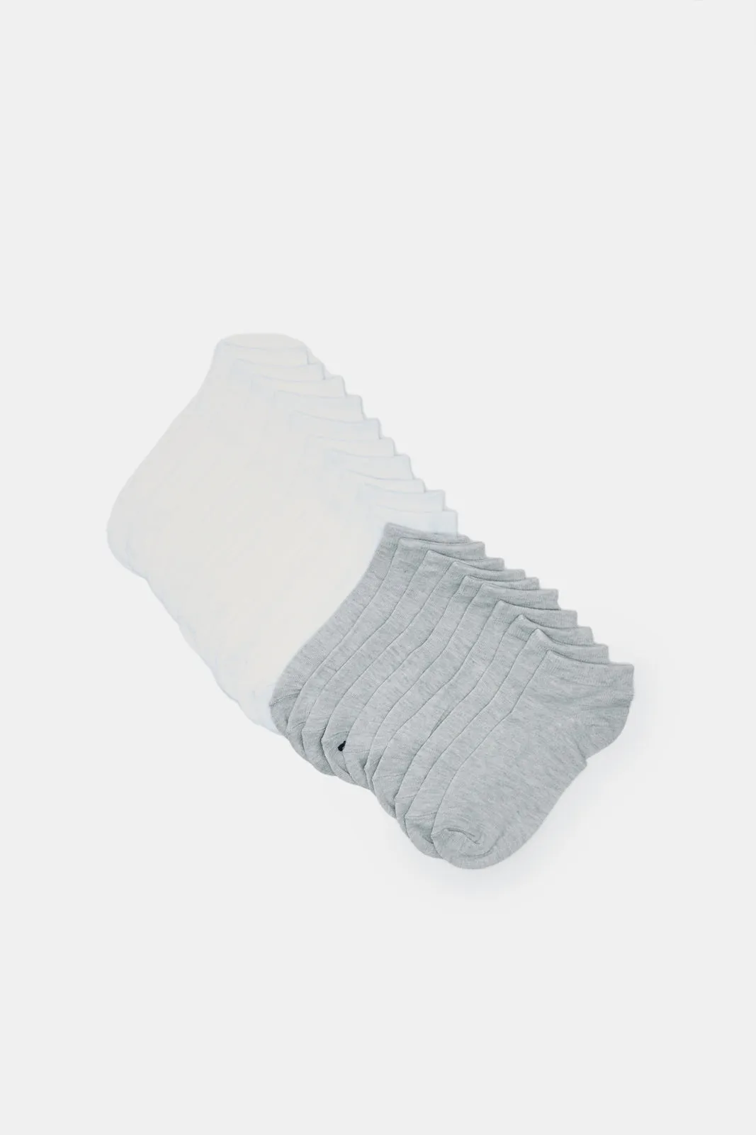 Women White And Grey Basic Ankle Socks (10 Pairs) sold by Redtag